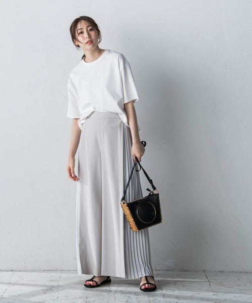 ツイルサイドプリーツパンツ 吸水速乾 接触冷感