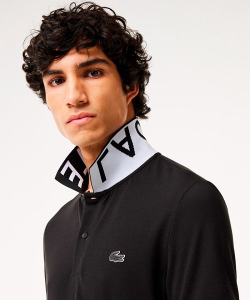 オーガニックコットン ミニ鹿の子 通気性 ストレッチ ジャカードリブニットカラーポロシャツ 