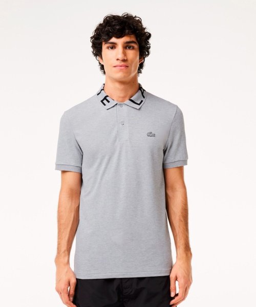 オーガニックコットン ミニ鹿の子 通気性 ストレッチ ジャカードリブニットカラーポロシャツ 