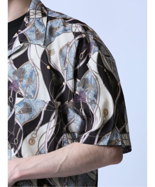 semanticdesign(セマンティックデザイン)/スカーフ柄 オープンカラー半袖シャツ メンズ シャツ カジュアル トップス インナー 半袖 ギフト プレゼント ライトアウター カーディガン アウター/img09