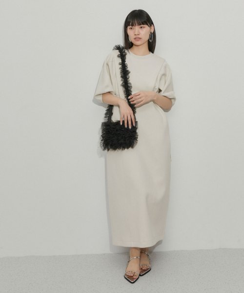 【サステナブル】サイドベルトダンボールワンピース サステナブル COTTON