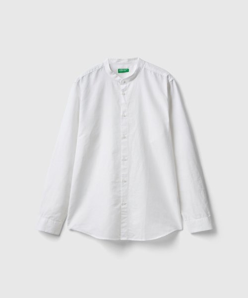 BENETTON (mens)(ベネトン（メンズ）)/リネン混先染めバンドカラー長袖シャツ/img02