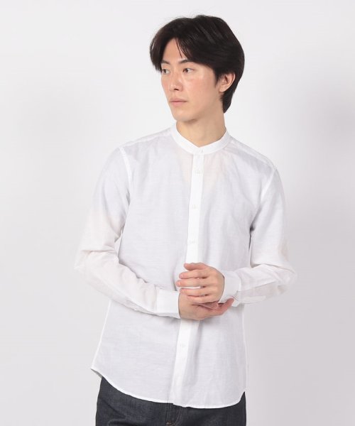 BENETTON (mens)(ベネトン（メンズ）)/リネン混先染めバンドカラー長袖シャツ/img04