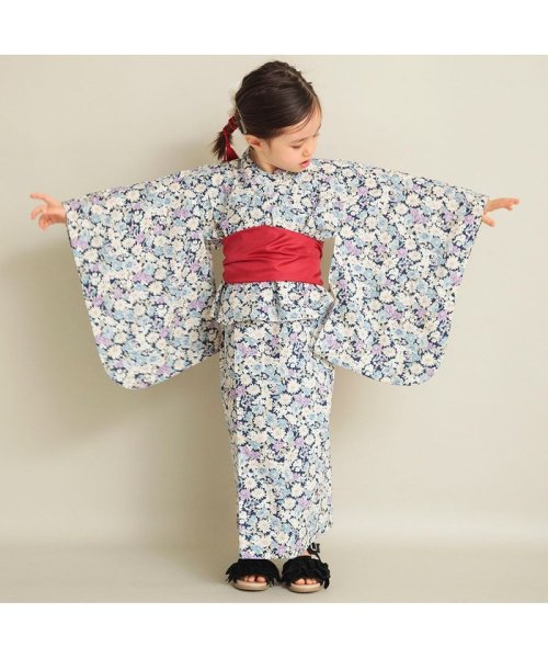 新品未使用☆ブランシェスつばき柄浴衣 110㎝〜120㎝ 真似る