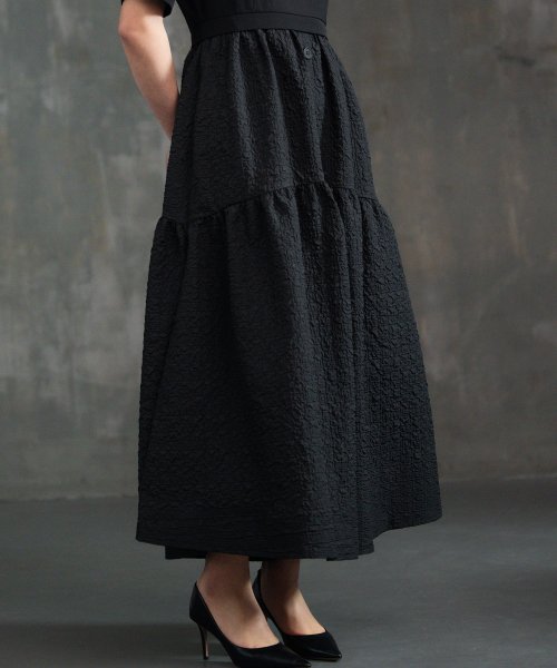 DRESS+(ドレス プラス)/2素材ドッキングワンピース 半袖 ロング丈/img11