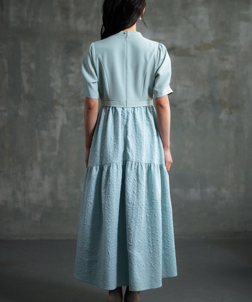 DRESS+(ドレス プラス)/2素材ドッキングワンピース 半袖 ロング丈/img14