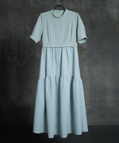 DRESS+(ドレス プラス)/2素材ドッキングワンピース 半袖 ロング丈/img23