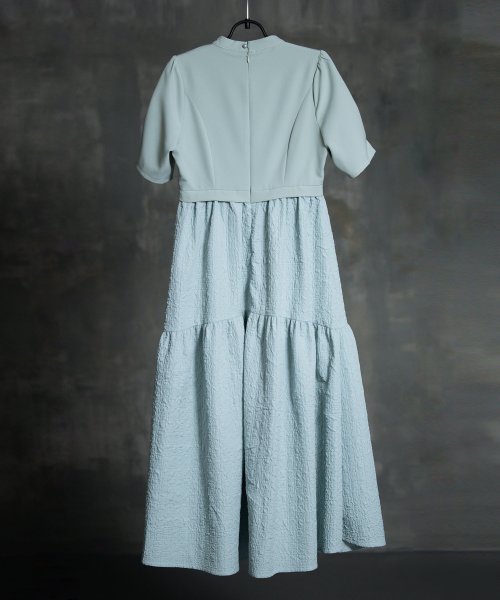 DRESS+(ドレス プラス)/2素材ドッキングワンピース 半袖 ロング丈/img24