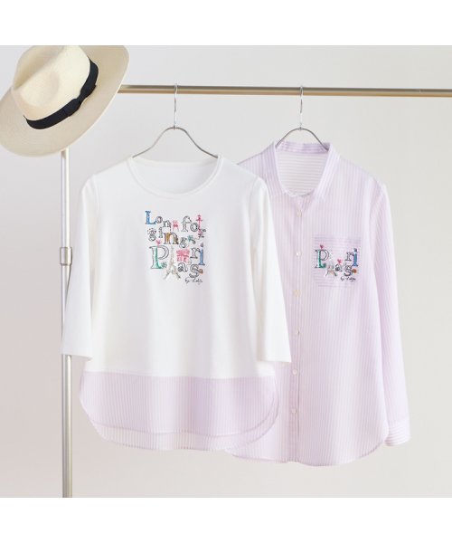 LOBJIE(ロブジェ)/Paris刺繍 シアーストライプシャツ/img14
