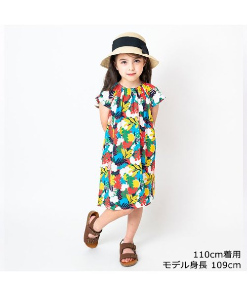 moujonjon(ムージョンジョン)/【子供服】 moujonjon (ムージョンジョン) ボタニカル柄レーヨン半袖ワンピース 90cm～140cm M42312/img07