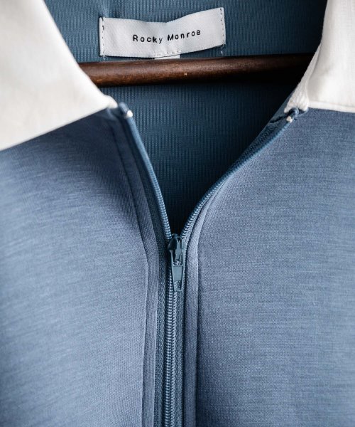 Rocky Monroe(ロッキーモンロー)/ポロシャツ ハーフジップ 半袖 メンズ レディース COOL FEELING 冷感 ひんやり 清涼感 オーバーサイズ ビッグシルエット ゆったり ワイド 無地 /img30