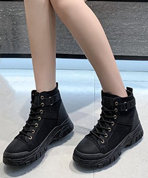 Dewlily(デューリリー)/厚底レースアップスニーカー レディース 10代 20代 30代 韓国ファッション カジュアル シューズ 靴 可愛い シンプル 大人 白 黒 歩きやすい/img03