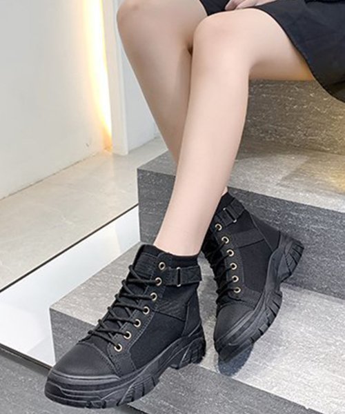 Dewlily(デューリリー)/厚底レースアップスニーカー レディース 10代 20代 30代 韓国ファッション カジュアル シューズ 靴 可愛い シンプル 大人 白 黒 歩きやすい/img06