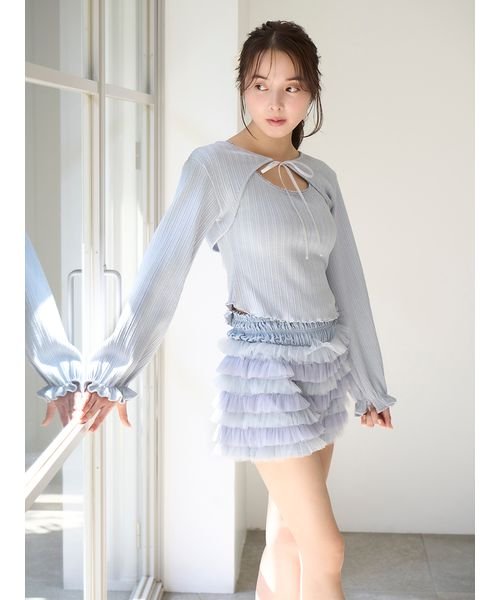 【SNIDEL HOME × 新木優子】シャーリングウエストチュールショートパンツ