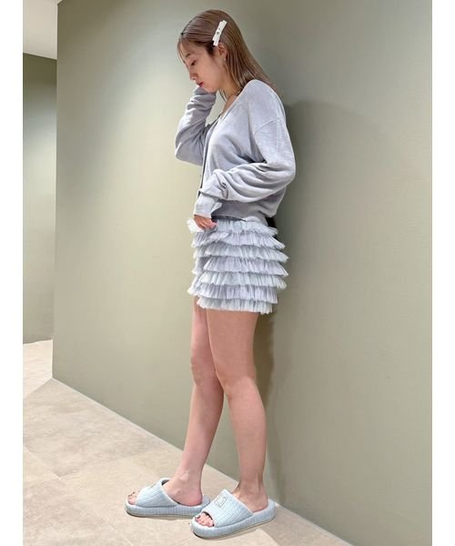 【SNIDEL HOME × 新木優子】シャーリングウエストチュールショートパンツ
