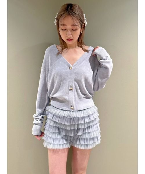 【SNIDEL HOME × 新木優子】シャーリングウエストチュールショートパンツ