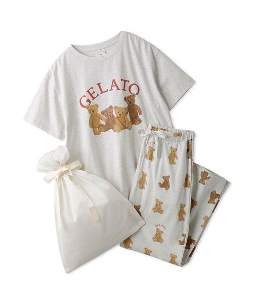 gelato pique(gelato pique)/【ラッピング済み】ベアワンポイントTシャツ＆ロングパンツSET/img01