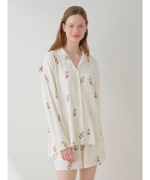 【ラッピング済み】CAT柄シャツ＆ショートパンツSET 予めご了承ください 5cm ラッピング済み 裾幅