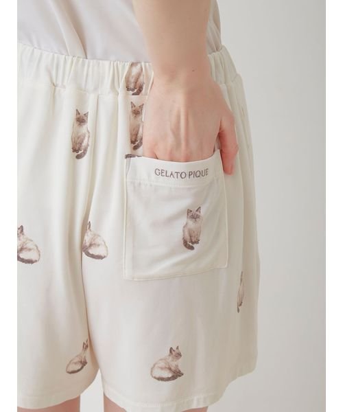 【ラッピング済み】CAT柄シャツ＆ショートパンツSET 予めご了承ください 5cm ラッピング済み 裾幅