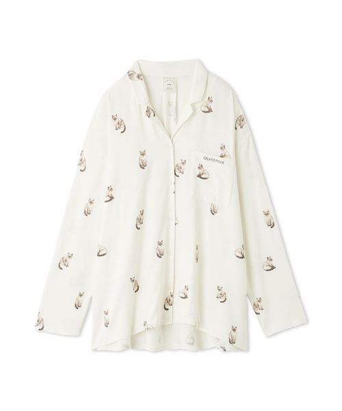 【ラッピング済み】CAT柄シャツ＆ショートパンツSET 予めご了承ください 5cm ラッピング済み 裾幅