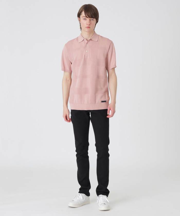 ハイゲージシャドーチェックニットポロシャツ(505938925)｜HANKYU