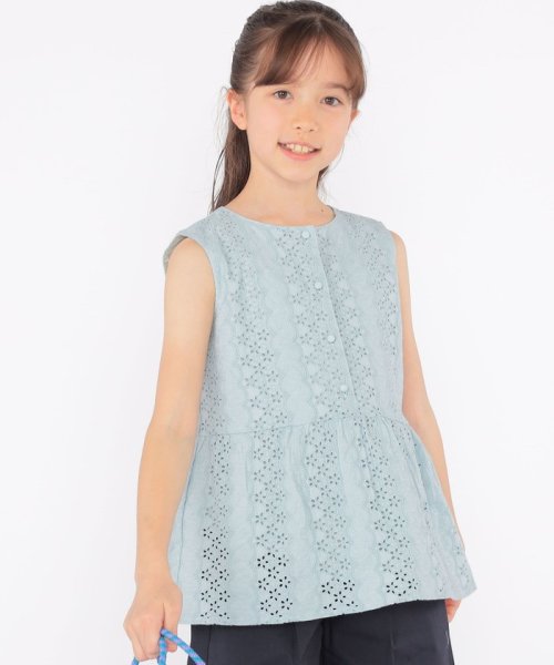 SHIPS KIDS(シップスキッズ)/SHIPS KIDS:140～150cm / レース ペプラム ノースリーブ ブラウス/img09