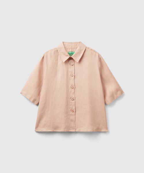 BENETTON (women)(ベネトン（レディース）)/リネン100％バックタック5分袖シャツ・ブラウス/img02