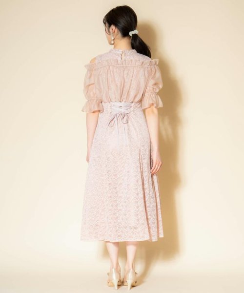 オフショルレースドレス 