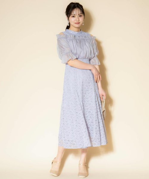 オフショルレースドレス 