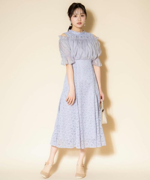 オフショルレースドレス 