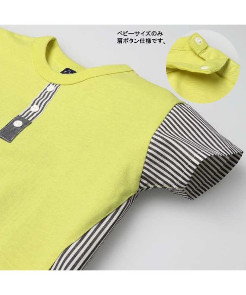 Crescent(クレセント)/【子供服】 crescent (クレセント) ヘンリーネック風異素材切替半袖Tシャツ 80cm～130cm N32808/img04