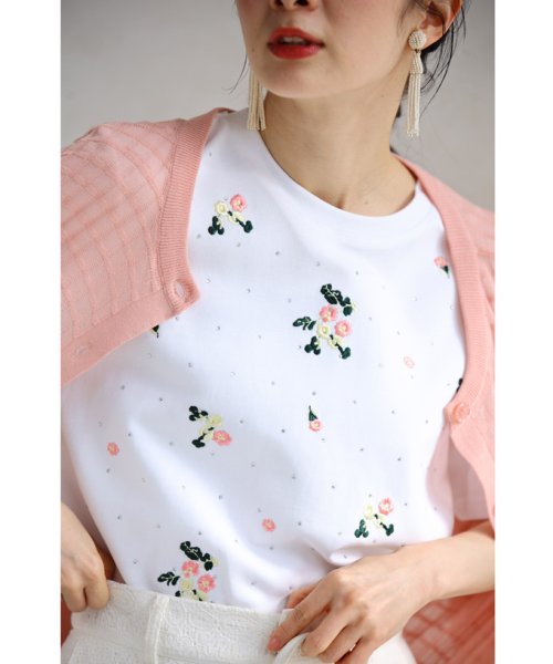 CAWAII(カワイイ)/ストーンの煌めき連なる花刺繍のTシャツトップス/img03