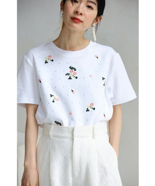 CAWAII(カワイイ)/ストーンの煌めき連なる花刺繍のTシャツトップス/img15