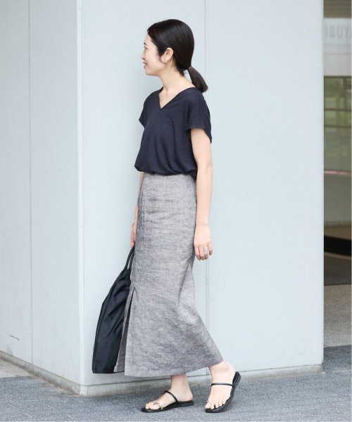 ストレッチリネンポケットスカート 