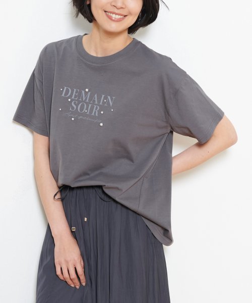 Honeys(ハニーズ)/パール付ロゴＴシャツ トップス Tシャツ レディース 白 きれいめ 大人カジュアル /img09