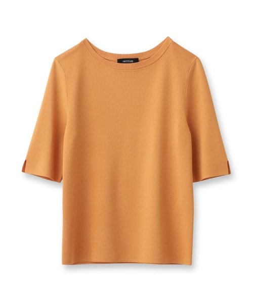 【清涼感／5分袖】袖スリット　ハイゲージプルオーバーニット 