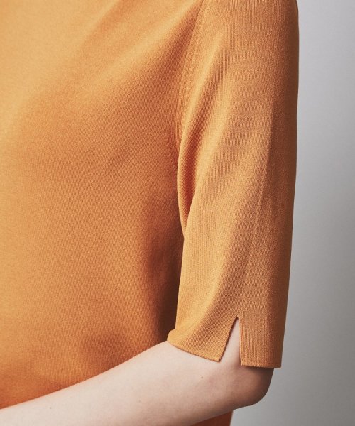 【清涼感／5分袖】袖スリット　ハイゲージプルオーバーニット 