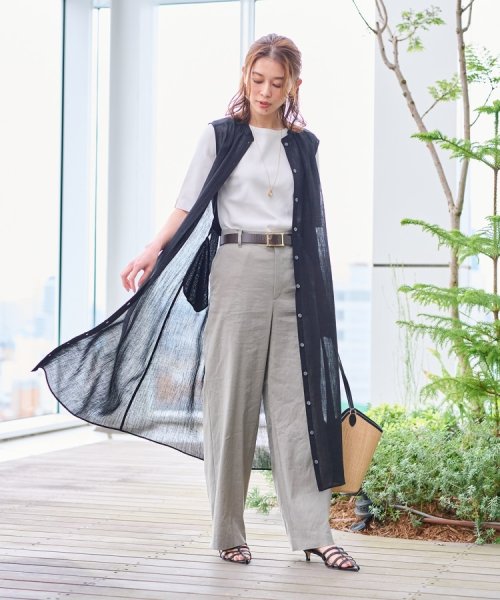 【清涼感／5分袖】袖スリット　ハイゲージプルオーバーニット 