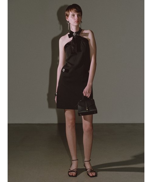 [L.B CANDY STOCK]ビジュー付きリボンミニワンピース CANDY STOCK 予めご了承ください