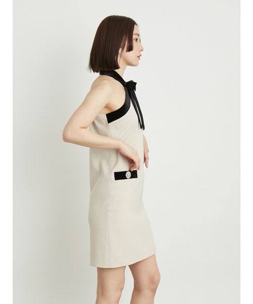 [L.B CANDY STOCK]ビジュー付きリボンミニワンピース CANDY STOCK 予めご了承ください