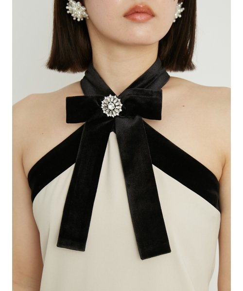 [L.B CANDY STOCK]ビジュー付きリボンミニワンピース CANDY STOCK 予めご了承ください