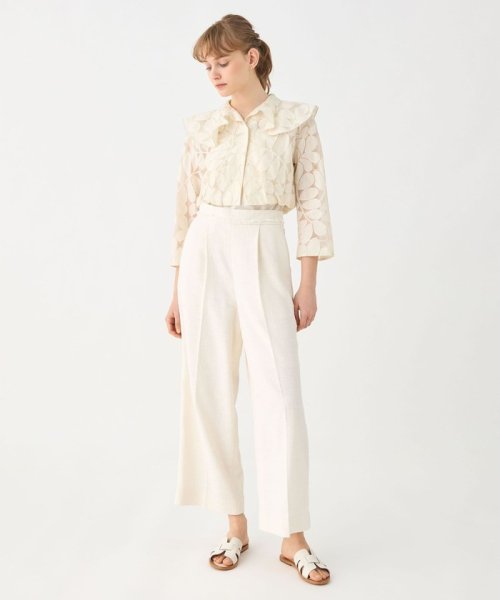 リーフチュールレース フレアカラーショートブルゾン 