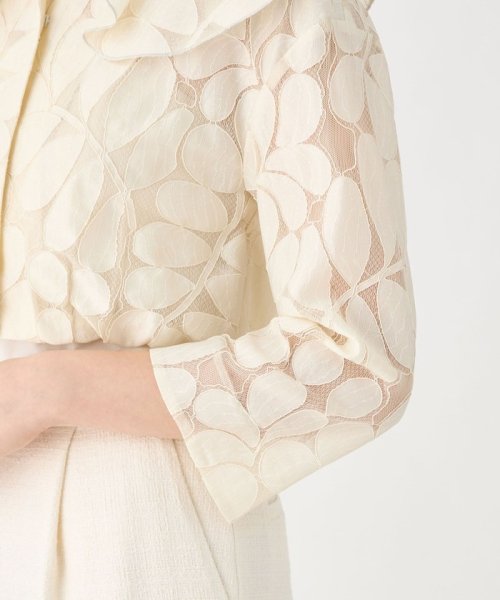 リーフチュールレース フレアカラーショートブルゾン 