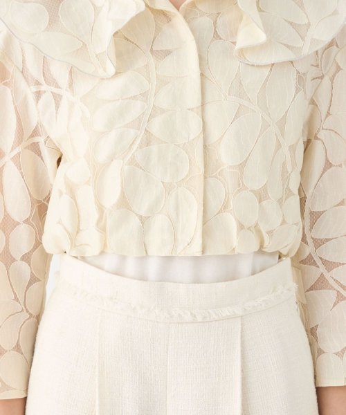 リーフチュールレース フレアカラーショートブルゾン 