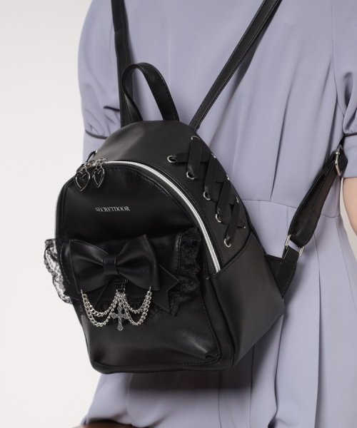 十字架×チェーンリボンフリルミニリュック 人気・おすすめ｜使いやすい・旅行におすすめ 品質保証 全国発送 日本国内発送・最短翌日お届け