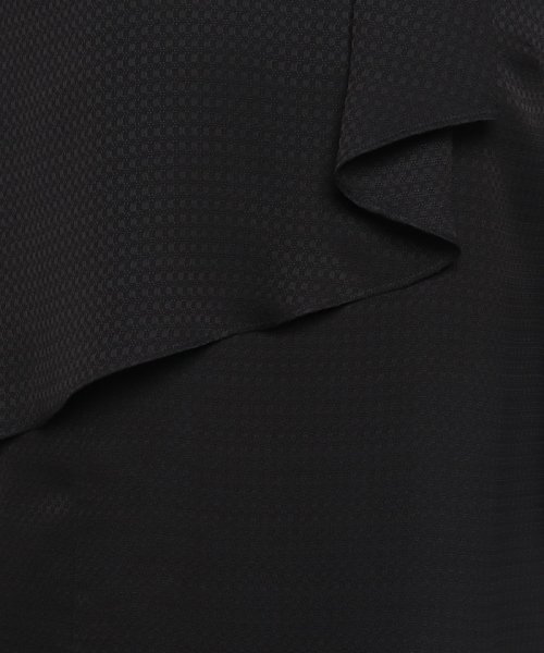 【喪服】【洗える】ボウタイフリル セミフレアブラックフォーマルワンピース＜大きいサイズ有＞ 夏/セレモニー/七五三 あり 喪服 卒業式 デザイン セレモニー 入学式 結婚式 お宮参り 七五三 礼服 ワンピース なし