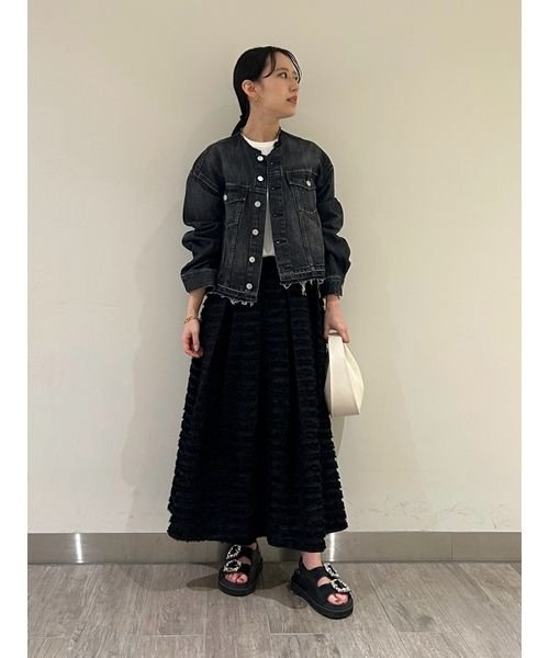 タックボリュームシャギーフレアロングスカート 予めご了承ください