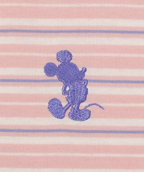 DISNEY(DISNEY)/【DISNEY/ディズニー】天竺Mickey Mouseワンポイント刺繍 先染めボーダー半袖BIG Tシャツ/img13