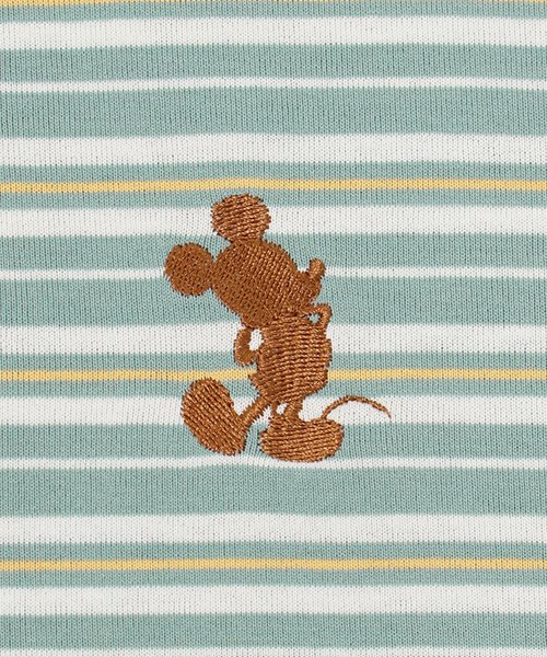 DISNEY(DISNEY)/【DISNEY/ディズニー】天竺Mickey Mouseワンポイント刺繍 先染めボーダー半袖BIG Tシャツ/img17