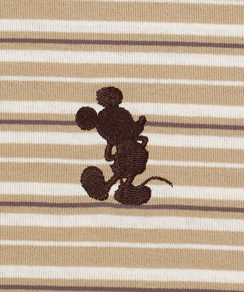 DISNEY(DISNEY)/【DISNEY/ディズニー】天竺Mickey Mouseワンポイント刺繍 先染めボーダー半袖BIG Tシャツ/img21
